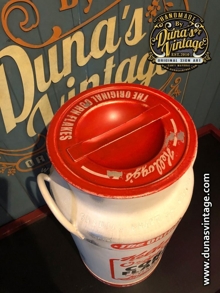 Lechera de Aluminio de 40L. Kellogg´s Corn flakes. - Dunas vintage