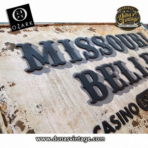 Cartel de Madera MISSOURI BELLE, Casino Ozark. Dunas vintage