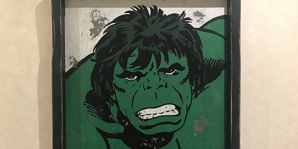 Cartel de Madera Superhéroes Vintage Hulk.