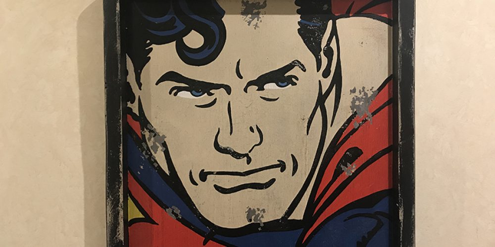 Cartel de Madera Superhéroes Vintage Superman.