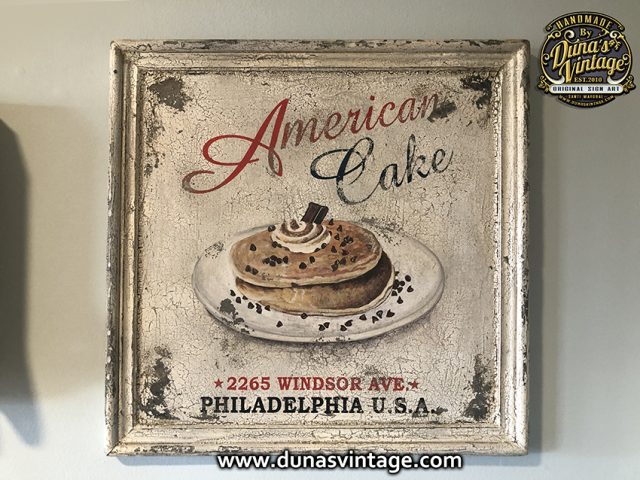 Cartel de Madera American Cake.