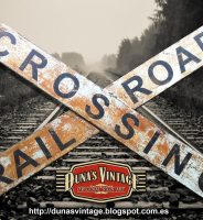 Señal de cruce RAIL ROAD CROSSING, Duna´s Vintage.