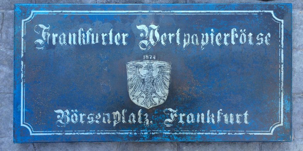 Réplica Cartel Metálico Frankfurter Wertpapierbörse, Duna´s Vintage. (República Checa)