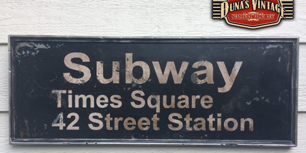 Cartel de madera  Subway Times Square,Tamaño 800x300mm Duna´s Vintage