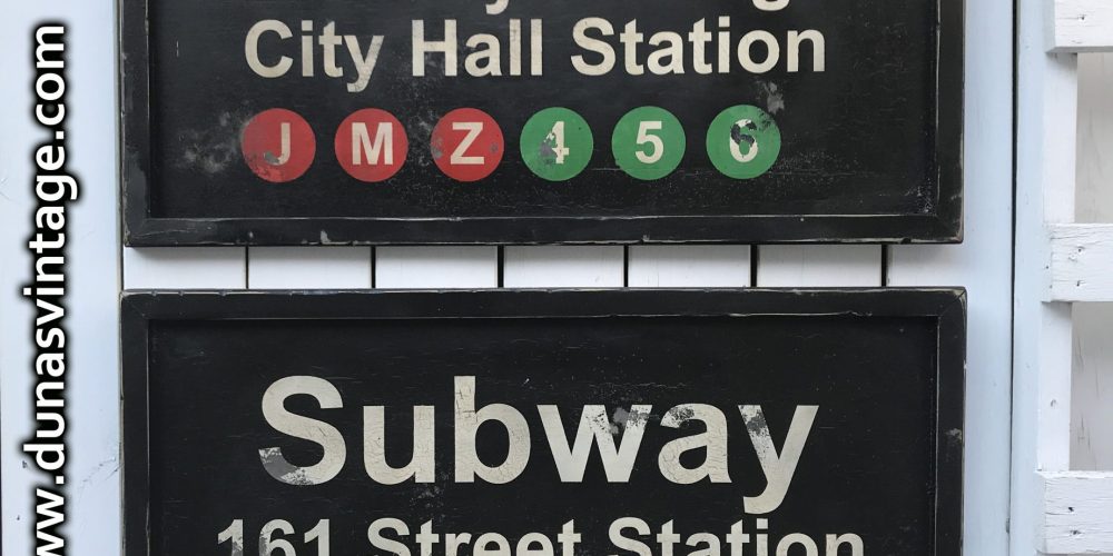 Cartel de Madera Subway Brooklyn Bridge & 161 Street Station.