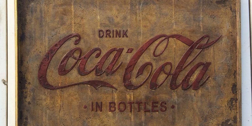 Réplica cartel Coca-Cola IN BOTTLES, Yellow