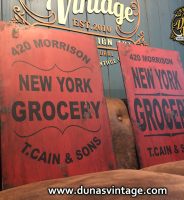 Carteles de Madera NEW YORK GROCERY T.Cain & Sons