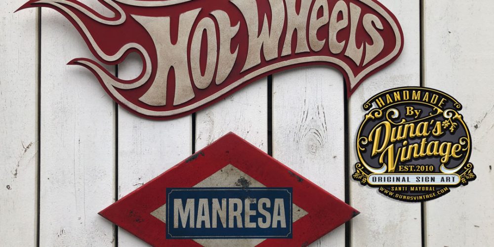 Carteles de Madera Metro Manresa & Hot Wheels.
