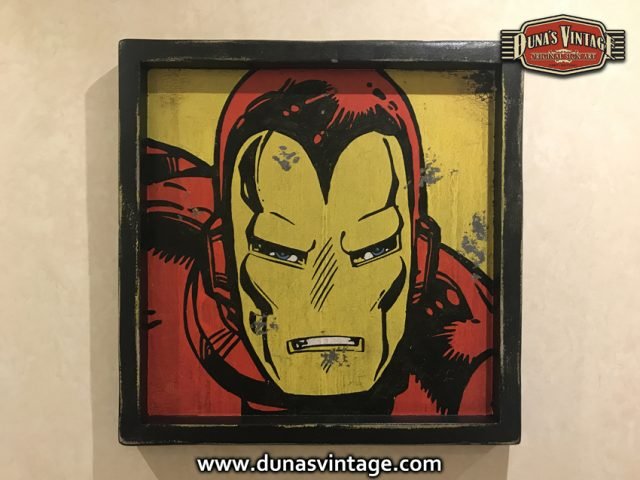 Cartel de Madera Superhéroes Vintage Iron Man.