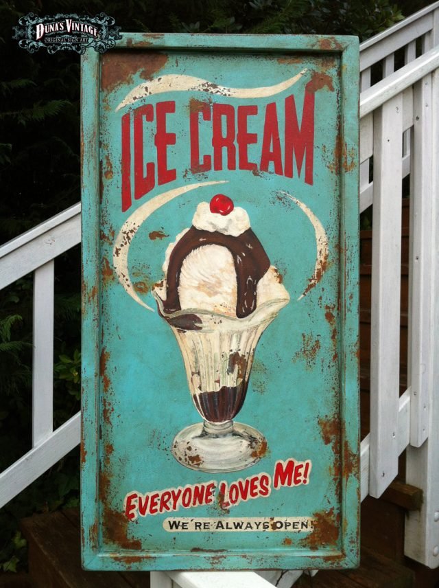 Cartel ICE CREAM, Duna´s Vintage.