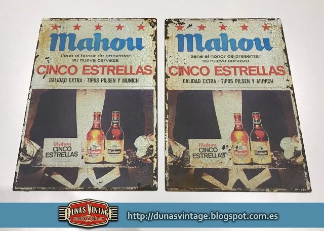 MAHOU CERVEZAS Placas Vintage Metálicas tamaño 280x400mm.