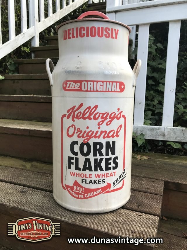 Lechera de aluminio de 40L pintada de la marca Kellogg´s Original, Duna´s Vintage.
