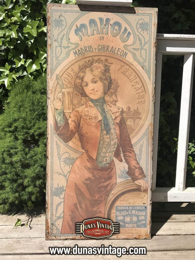 Chapa Metálica Mahou tamaño 35x50cm