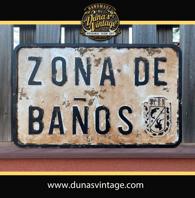 Placa de Madera efecto óxidado ZONA DE BAÑOS.