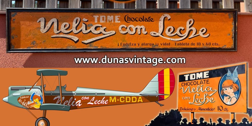 Cartel de Madera Chocolates Nelia 1928.