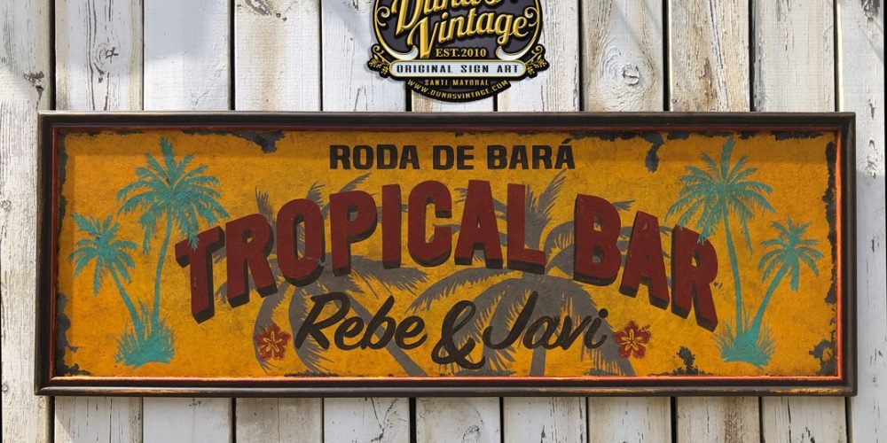 Cartel de Madera TROPICAL BAR.