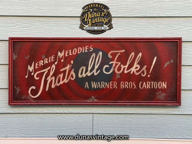 Cartel de Madera pintado a Mano, That´s all Folks!