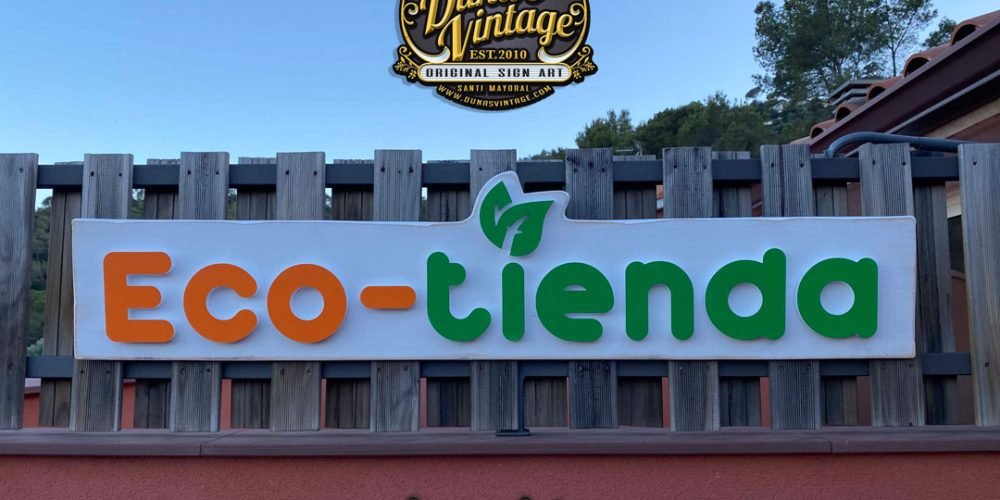 Carteles de Madera Eco-Tienda y Organic Shop.