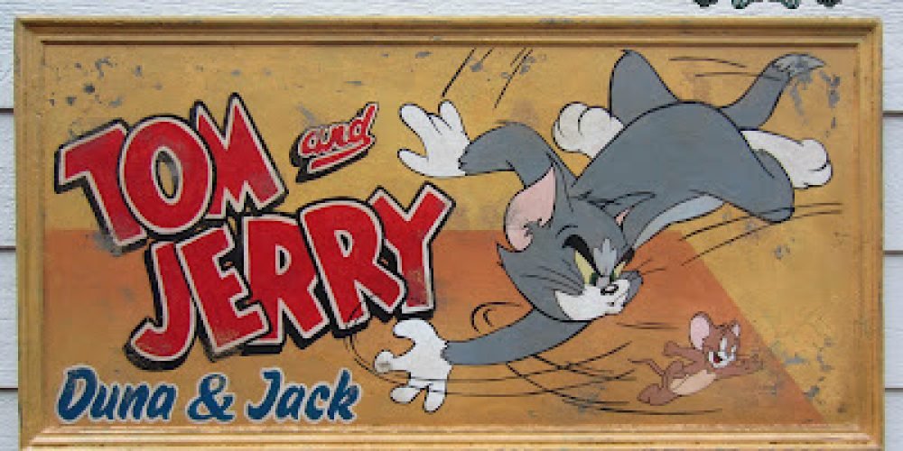 CARTEL DE MADERA TOM and JERRY