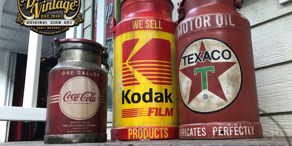 Lecheras de Aluminio Personalizadas, Coca-Cola, Kodak y Texaco.
