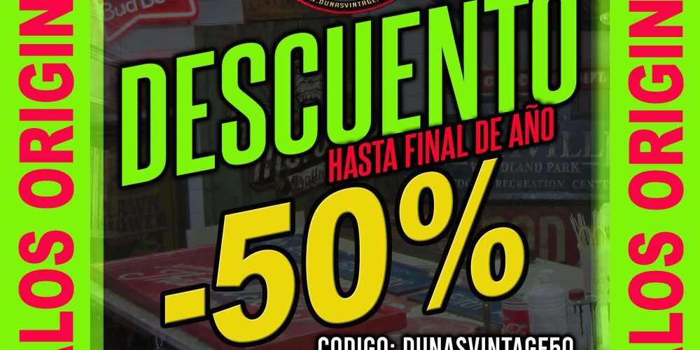 Seguimos con la oferta del 50% en todos los productos de la tienda.