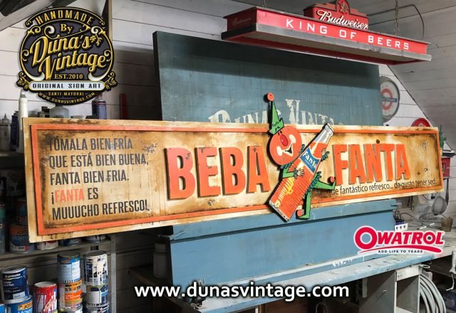 Cartel de Madera efecto Oxido BEBA FANTA
