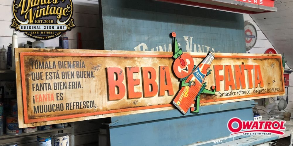 Cartel de Madera efecto Oxido BEBA FANTA