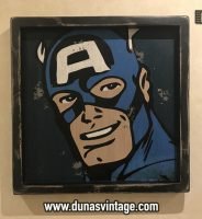 Cartel de Madera Superhéroes Vintage Captain America.