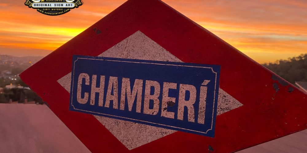 PLACA DE MADERA METRO CHAMBERÍ 55X33cm.