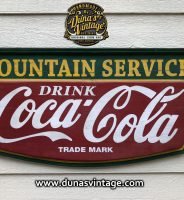Cartel de Madera Coca-Cola Fountain Service.
