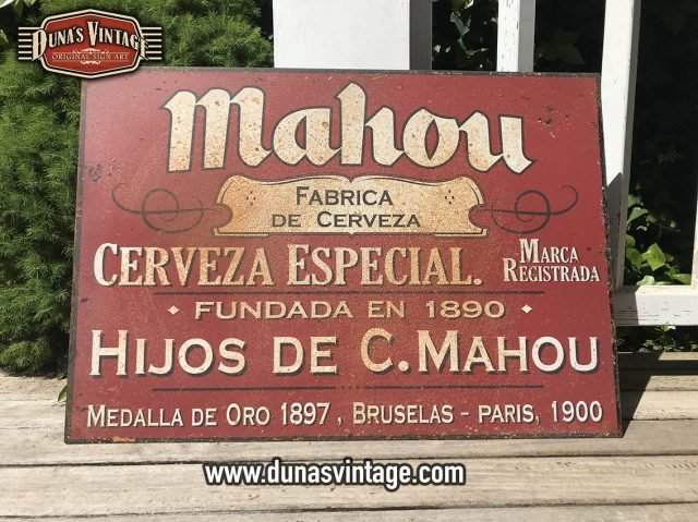 Chapa Metálica Mahou tamaño 75x52cm