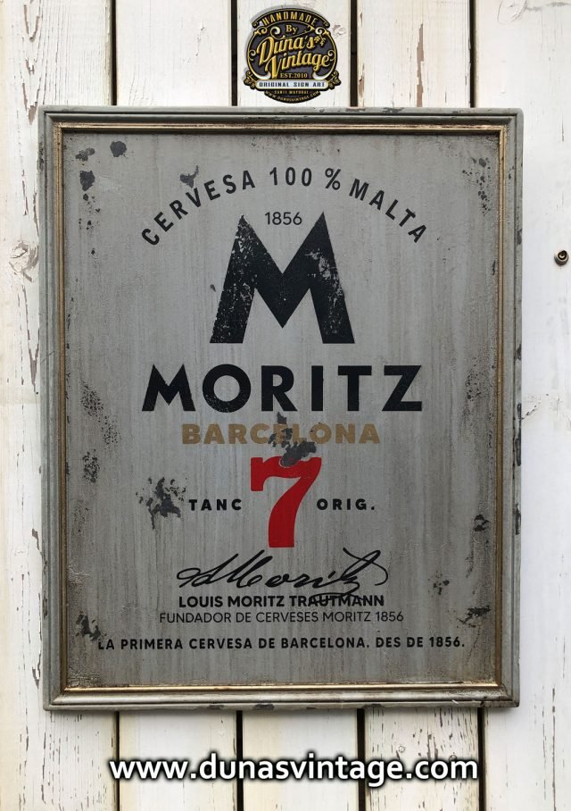 Cartel de Madera Moritz 7 Barcelona