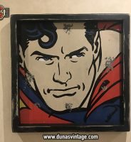 Cartel de Madera Superhéroes Vintage Superman.
