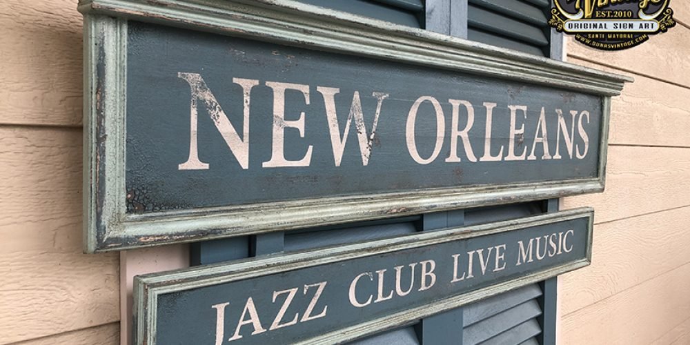Cartel de Madera NEW ORLEANS JAZZ CLUB LIVE MUSIC.
