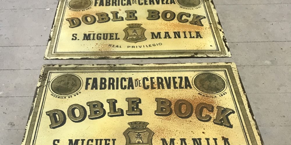 Chapa Metálica Hijos de C. Mahou Vintage Girl tamaño 42x50cm.