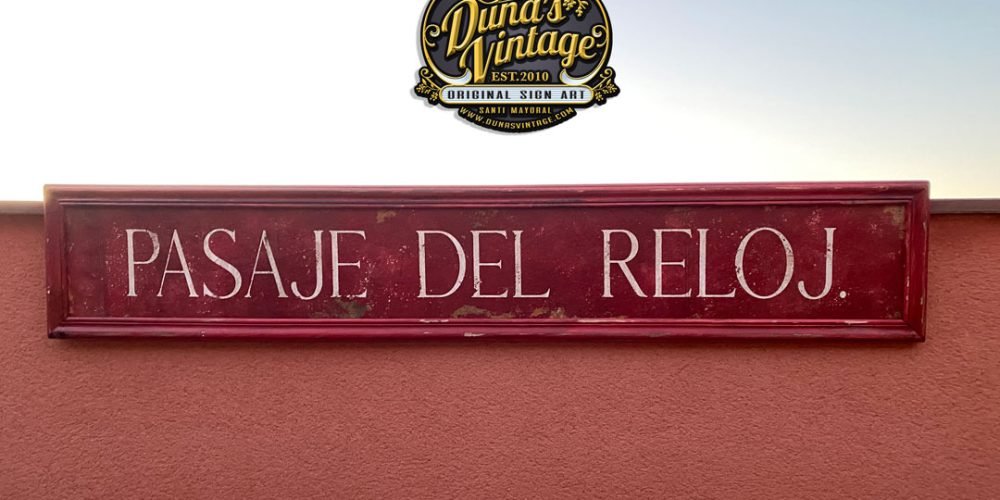 Cartel de Madera PASAJE DEL RELOJ. BCN