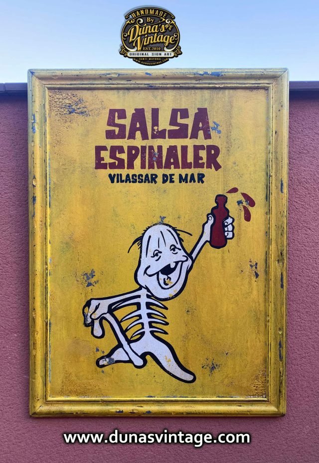 Cartel de Madera SALSA ESPINALER Vilassar de Mar.