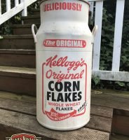 Lechera de aluminio de 40L pintada de la marca Kellogg´s Original, Duna´s Vintage.