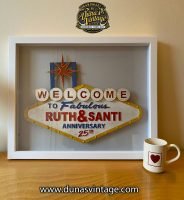 Mini cartel de madera Welcome Anniversary 25th.