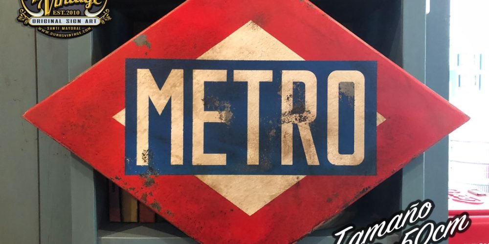 Cartel de Madera METRO tamaño 700x500mm (OFERTA)