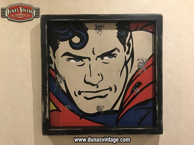 Cartel de Madera Superhéroes Vintage Superman.