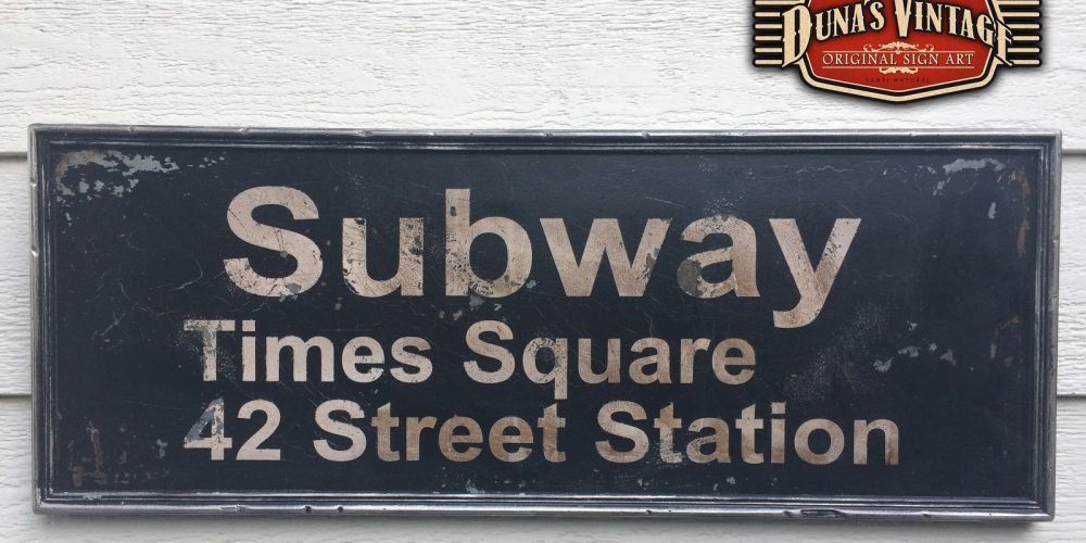 Cartel de madera Subway Times Square,Tamaño 800x300mm Duna´s Vintage