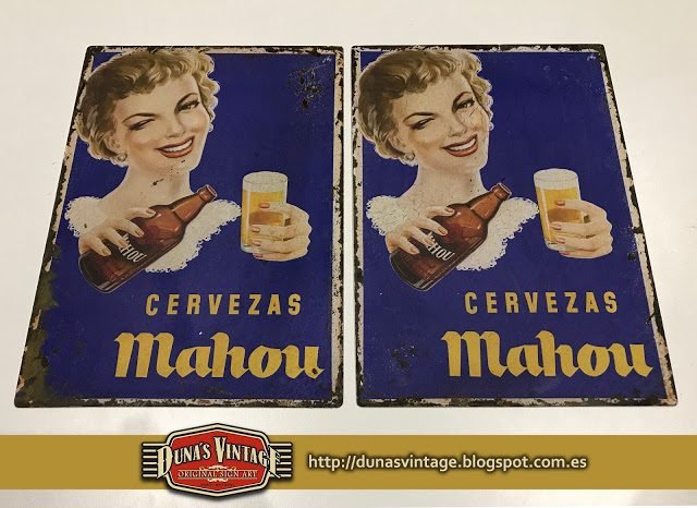MAHOU CERVEZAS Placas Vintage Metálicas tamaño 280x380mm.