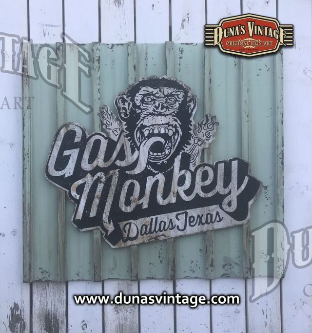 Cartel de Madera Gas Monkey tamaño 1000x1100mm, Duna´s Vintage.