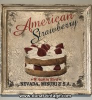 Cartel de Madera American Strawberry .