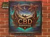 Cartel CBD Paradise con acabado retro vintage y efecto envejecido.