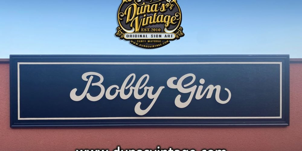 Rótulo de Madera  en Relieve Bobby Gin.