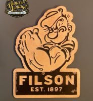Placa de madera con relieve, FILSON Est. 1897 Popeye.