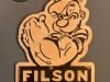 Placa de madera con relieve, FILSON Est. 1897 Popeye.
