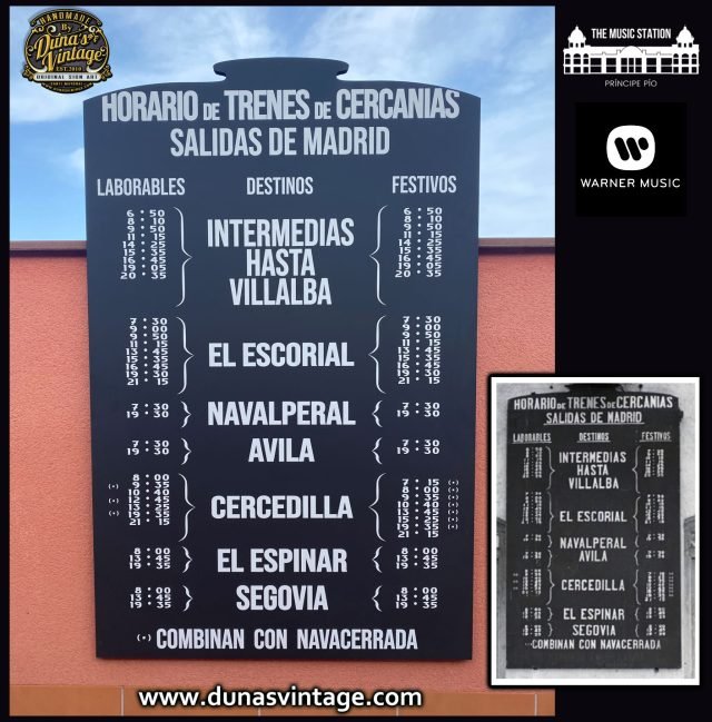 Cartel Warner Music Station, Horario de Trenes de Cercanías.
